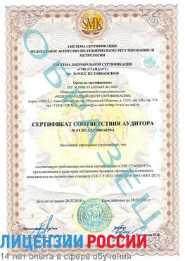 Образец сертификата соответствия аудитора №ST.RU.EXP.00014299-1 Шумерля Сертификат ISO 14001